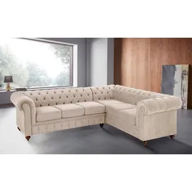 Home Affaire Chesterfield-Sofa »Chesterfield Ecksofa, auch in Leder L-Form«, hochwertige Knopfheftung, langer Schenkel links oder rechts wählbar beige