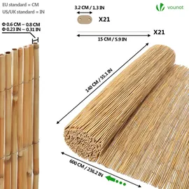 VOUNOT Windschutz Schilfrohrmatte 140 x 600 cm Schilf
