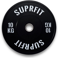 SF SUPRFIT Hantelscheiben Gummierte Fitness Bumper Plates 50 mm Gewichtsscheiben aus Vollgummigranulat, 15 kg, (1-tlg), Stoßabsorbierende Hantelscheiben 50mm fürs Hanteltraining, Gewichtscheiben - Schwarz Weiß
