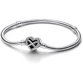 Pandora Funkelndes Unendlichkeits-Herzarmband aus Sterling Silber mit Zirkonia 592645C01 Größe 23 cm