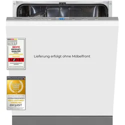 Exquisit Geschirrspüler EGSP2113-E-030E silber | Spülmaschine 60 cm | Maßgedecke: 13 Restlaufzeiten Anzeige | Vollintegriert