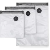 CASO Design CASO Vacu ZIP-Bags Set - 20 Folienbeutel in 3 verschiedenen Größen, besonders stark und reißfest (150 μm), wiederverwendbar, SousVide, inkl. 2 Vacu ZIP-Locker und 4 Bögen Food Manager Sticker