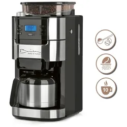 Barista Kaffeemaschine mit Mahlwerk mit Isolierkanne - 1000 Watt - Edelstahl/schwarz