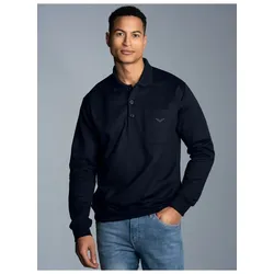 Sweatshirt TRIGEMA "TRIGEMA Langarm Polo aus Sweat-Qualität", Herren, Gr. XXL, blau (navy), 70% Baumwolle, 30% Polyester, Basic, Sweatshirts