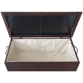 Mendler Poly-Rattan Kissenbox HWC-D88, Gartentruhe Auflagenbox Truhe Premium braun, 51x100x50cm 170l