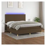 vidaXL Boxspringbett mit Matratze & LED Dunkelbraun 180x200 cm Stoff