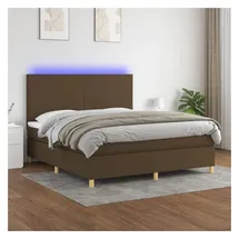 vidaXL Boxspringbett mit Matratze & LED Dunkelbraun 180x200 cm Stoff