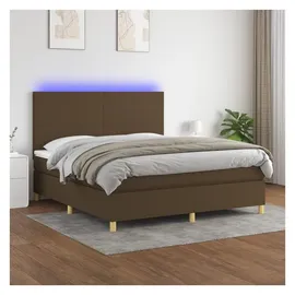 vidaXL Boxspringbett mit Matratze & LED Dunkelbraun 180x200 cm Stoff