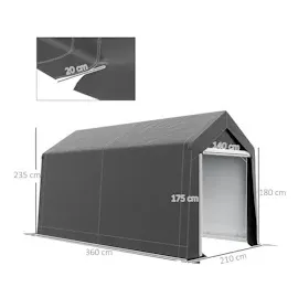 Outsunny Garagenzelt 2,10 x 3,60 m grau mit UV-Schutz