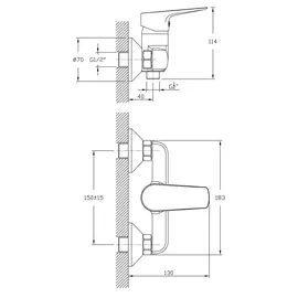 a&n&a aQualine Lotta Duscharmatur Wandmontage Schwarz matt LT611B
