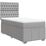 vidaXL Boxspringbett mit Matratze Hellgrau 100x200 cm Stoff