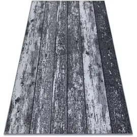 RugsX Antirutsch Teppich Teppichboden wood Holz Tafel grau 150x300 cm