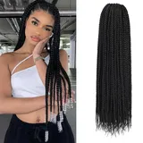TGYHCJBY Box Braids Crochet Hair, 18in Pre Looped Goddess Box Braids, 6 Packs Braiding Hair Extensions, Synthetic Braiding Hair for Black Women (1B, 18in)