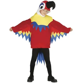 Fiestas Guirca Buntes Papagei Kostüm Kinder inkl. Papagei Flügel - Alter 7-9 Jahre - Tropischer Vogel Kostüm Kinder Papagei Jungen u. Mädchen - Tierkostüm für Karneval, Fasching, Tukan Verkleidung