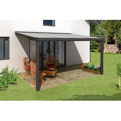 Skanholz Terrassendach Genua, BxT: 434×307 cm, Bedachung Doppelstegplatten, 434 cm Breite, verschiedene Tiefe grau 434 cm x 307 cm