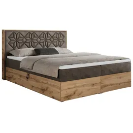 MKS Meble Boxspringbett 160x200 mit Bettkasten, Polsterbett 160x200 mit Matratze H3, Boxspringbett 160x200 mit Kopfteil, Boxspringbett mit Massivholz - Nessi... - Braun
