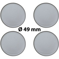 4 x Ø 49 mm Polymere Aufkleber / Silber-Optik / Nabenkappen, Felgendeckel