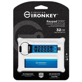 Kingston IronKey Keypad 200 Verschlüsselter USB-Stick 32GB USB 3.2 Gen1 Typ C