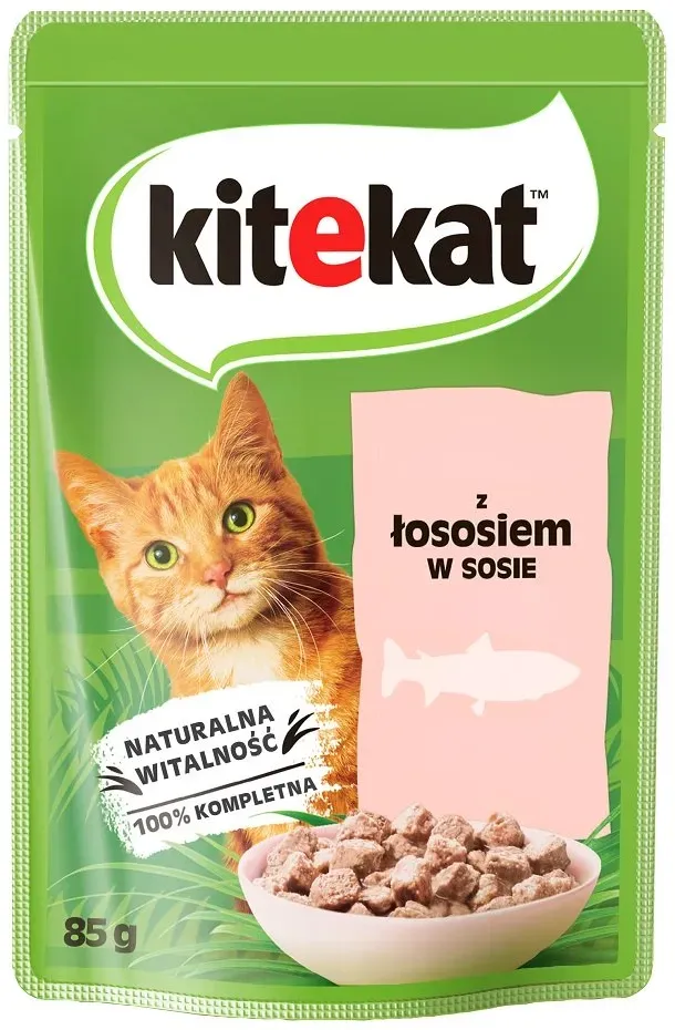 KITEKAT Lachs in Sauce 28x85 g für ausgewachsene Katzen