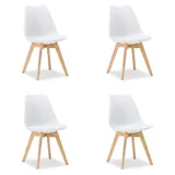 Homestyle4u Küchenstuhl Holz gepolstert Weiß 4er Set