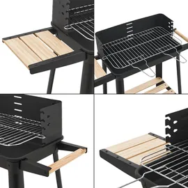 casa.pro Holzkohlegrill Ari 78 x 86 x 30 cm Schwarz/Holz