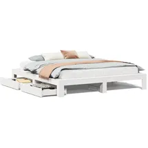 vidaXL Massivholzbett ohne Matratze Weiß 180x200 cm Kiefernholz