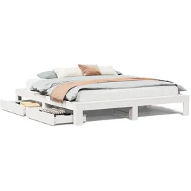 vidaXL Massivholzbett ohne Matratze Weiß 180x200 cm Kiefernholz