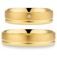 Trauring PHÖNIX "Schmuck Geschenk Gold 333 Trauring Ehering LIEBE versch. Varianten" Gr. 60, gold (gelbgoldfarben), Fingerringe, 60, 0,01 ct SI = kleine Einschlüsse mit Brillant, Gelbgold 333, 5,0mm, Made in Germany, wahlweise mit oder ohne Brillant