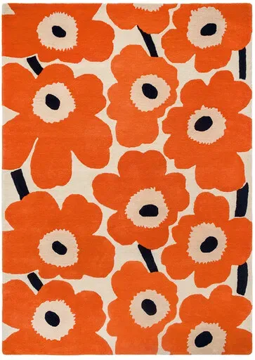 Teppich Marimekko Unikko Brink & Campman orange, Designer Maija Isola, 1.7x170 cm