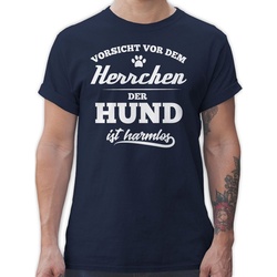 Shirtracer T-Shirt »Vorsicht vor dem Herrchen der Hund ist harmlos - Geschenk für Hundebesitzer - Herren Premium T-Shirt« t shirt mit hund - hunde tshirt männer - für hundebesitzer geschenk blau M