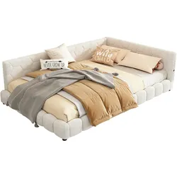 Merax 140*200cm Schlafsofa, 16 Farben Umgebungslicht, USB-Anschluss, Bequemes Material, Weiß