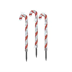 MARELIDA LED Zuckerstangen Gartendeko Weihnachtsbeleuchtung Timer 3 Stück