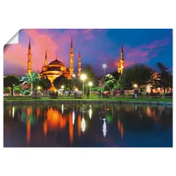 Artland Wandbild »Blaue Moschee in Istanbul - Türkei«, Gebäude, (1 St.), als Leinwandbild, Poster in verschied. Größen Artland Farbe Bild(er): blau