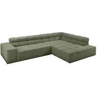 KAWOLA Ecksofa, Dunkelgrün, Schwarz, Echtholz, 4-Sitzer, Füllung: Komfortschaum, Ottomane