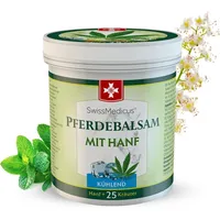 SwissMedicus Pferdebalsam mit Hanf - 500 ml - Kühlende Wirkung für Muskeln & Gelenke - mit 25 natürlichen Extrakten - Alltäglicher Gebrauch - Natürliches Gel