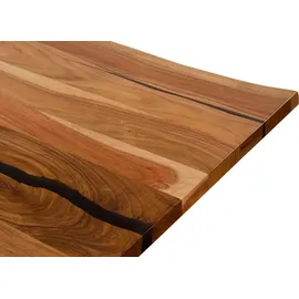 MASSIVMOEBEL24.DE Baumtisch Akazie 240 x 76 x 100 cm natur lackiert/schwarz