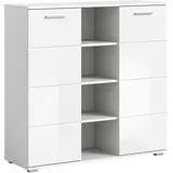 xonox.home X98A9904 Kommode 110x107x37 cm in weiß Nachbildung und weiß Hochglanz