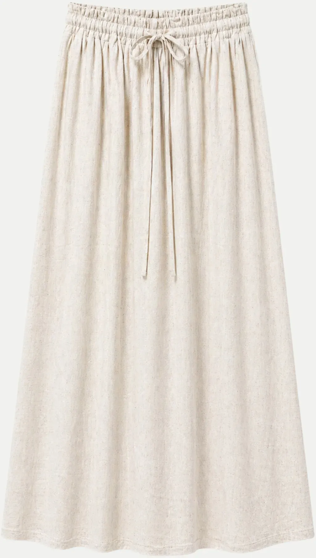 Midi-Rock mit Leinenanteil Beige S