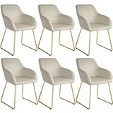 Tectake tectake® Esszimmerstuhl, Samtahorn, Gold, Kunststoff, Pappel, 57x85.5x61 cm, Esszimmer, Stühle, Esszimmerstühle, Armlehnenstühle