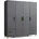 Kleiderschrank Schrank Garderobe Wäscheschrank in 3 verschiedenen Ausstattungen BASIC/CLASSIC/PREMIUM Griffe und Füße aus Massivholz mit 2 Schubladen MADE IN GERMANY metallic Schwarz 187x203x53cm