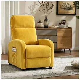 Hti-Living Liegesessel Jasna Cord 66,5 x 103 x 0 cm Gelb mit Relaxfunktion