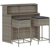 vidaXL Gartenbar Set 3-tlg. Grau