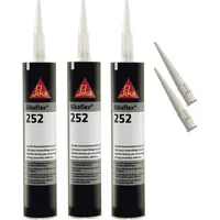 Sika Konstruktionsklebstoff 300 ml schwarz 3-Set mit 5 Düsenspitzen