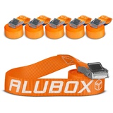 Alubox Spanngurt mit Klemmschloss 25mm breit orange Belastbarkeit 250kg Zurrgurt - Länge 4,5m - 6 Stück