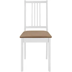 vidaXL Esszimmerstühle mit Polstern 2 Stk. Weiß Massivholz
