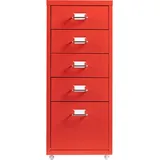 [en.casa] Rollcontainer Kökar mit 5 Schubladen 69x28x41 cm Rot