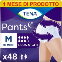 Tena Pants Plus Night, mittlere Größe (M), monatliche Vorratspackung - saugfähige, elastische Einweghöschen, für Blasenschäden, Unisex, diskret und bequem, 4 Packungen x 12 Stück