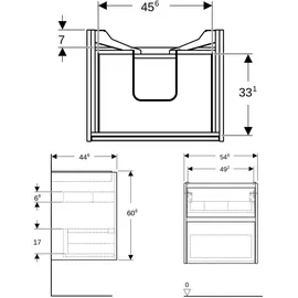 Geberit Waschtischunterschrank 2 Schubladen 54,6 x 60,6 x 44,6 cm Salbeigrün