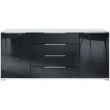 Vladon Linio V2 166,5 x 75,5 x 35 cm Weiß matt / Schwarz Hochglanz
