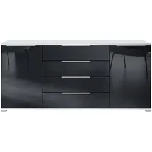 Vladon Linio V2 166,5 x 75,5 x 35 cm Weiß matt / Schwarz Hochglanz